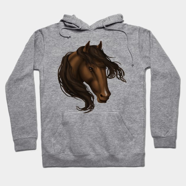 Horse Head - Brown Snip Hoodie by FalconArt